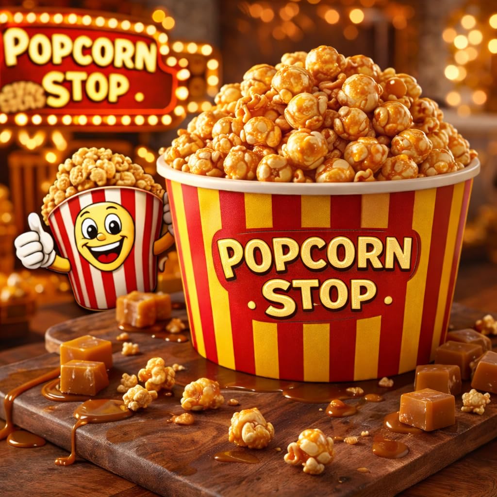 Popcorn Stop Caramel Flavored Popcorn | 29 oz Bulk Bag (2 lbs) | Gourmet Sweet Snack for Holidays, Parties, and Refilling 32 oz Containers | Fresh