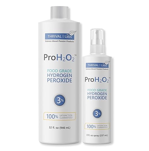 Thrival Labs ProH2O2 3% Food Grade Hydrogen Peroxide - Natural Cleaner & Disinfectant - For Household Use - Ideal for Cleaning, Sanitizing & Gargle
