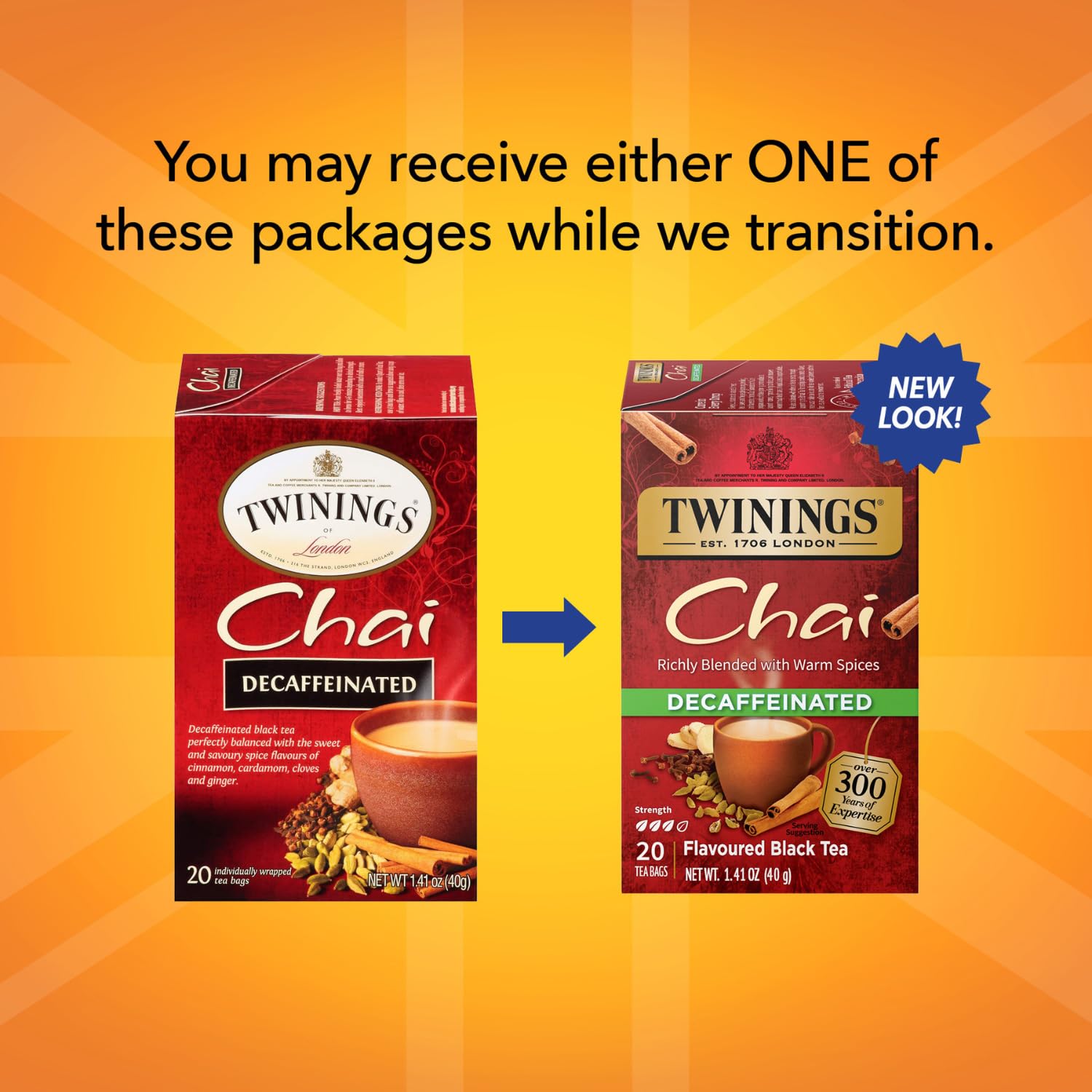 Twinings Decaffeinated Chai Tea, Black Tea Blend with Cinnamon, Ginger, Cardamon, 20 Count (Pack of 3)