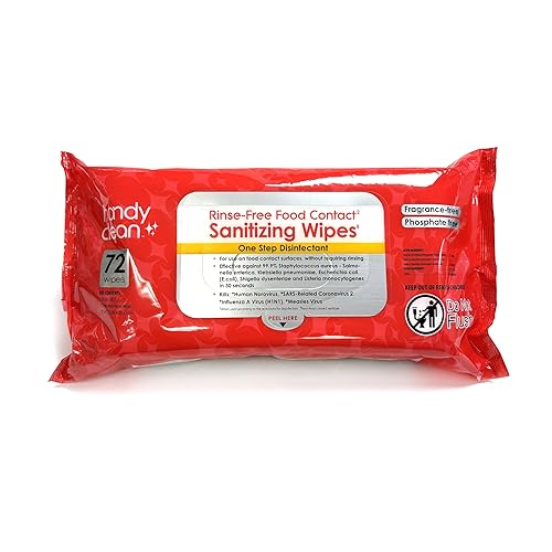 HandyClean Rinse-Free Food Contact Sanitizing Wipes Pouch, Multi Surface Cleaning Supplies for Kitchen and Professional Setting - 1 pack, 71 count