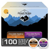 Roast Ridge Single Serve Coffee Pods for Keurig K-Cup Brewers, Variety Pack, Medium Roast, 100 Count (50 Chocolate Mocha, 50 Chocolate Hazelnut)