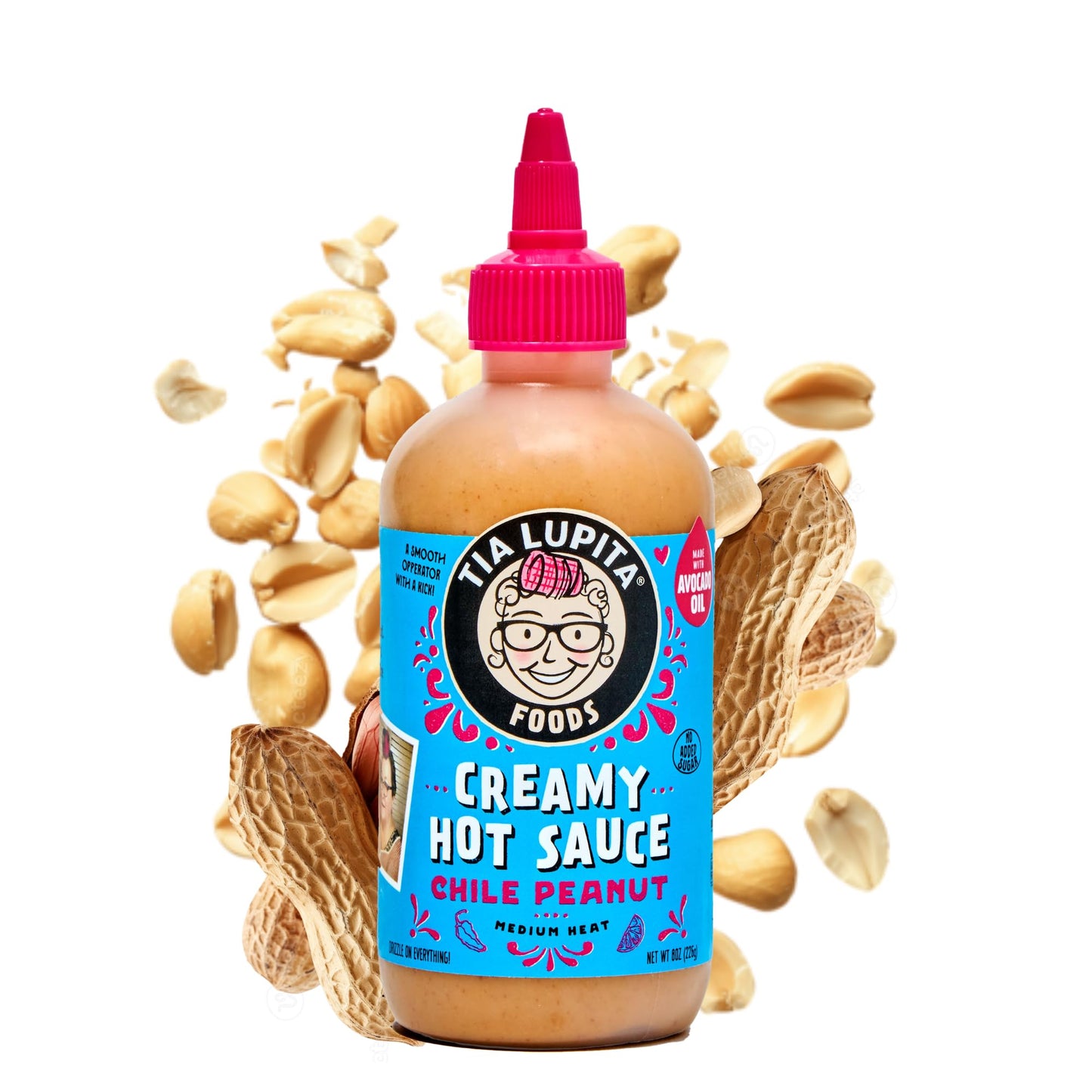 Tia Lupita Creamy Hot Sauce Chile Peanut | Gluten-Free, Non Dairy Made with Avocado Oil, No Added Sugar | 8 Ounce Squeeze Bottle (Pack of 2)