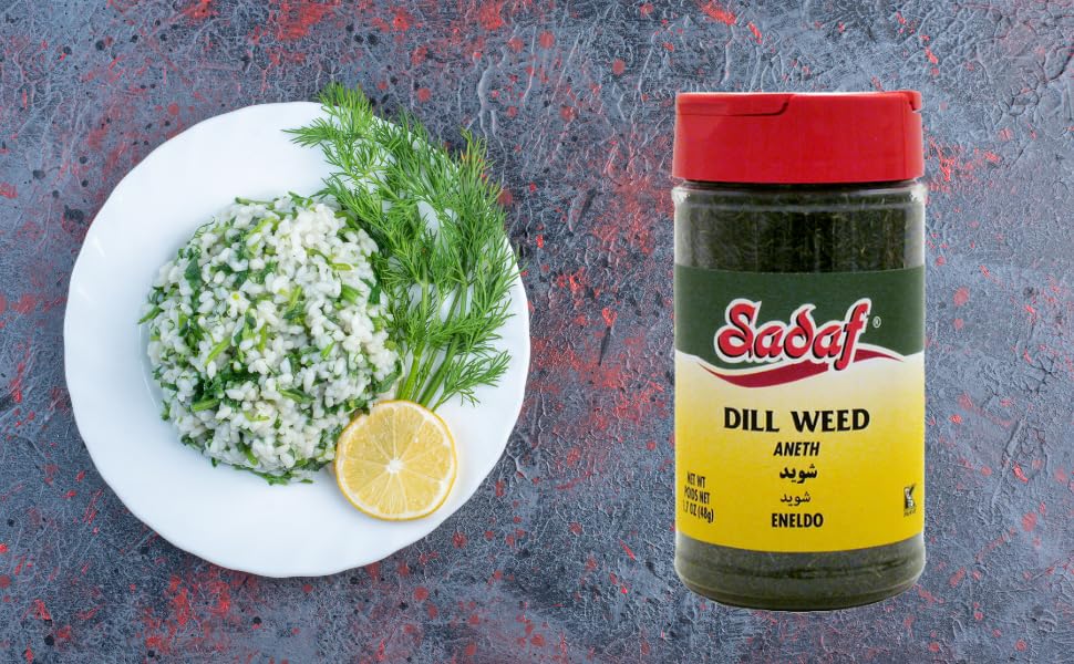 Sadaf Dill Weed - Dried Dill Weed for Food Flavoring & Seasoning - Dry Dill Herb for Pickling - Seasoning & Spices - Kosher & Vegetarian - 1.7 Oz