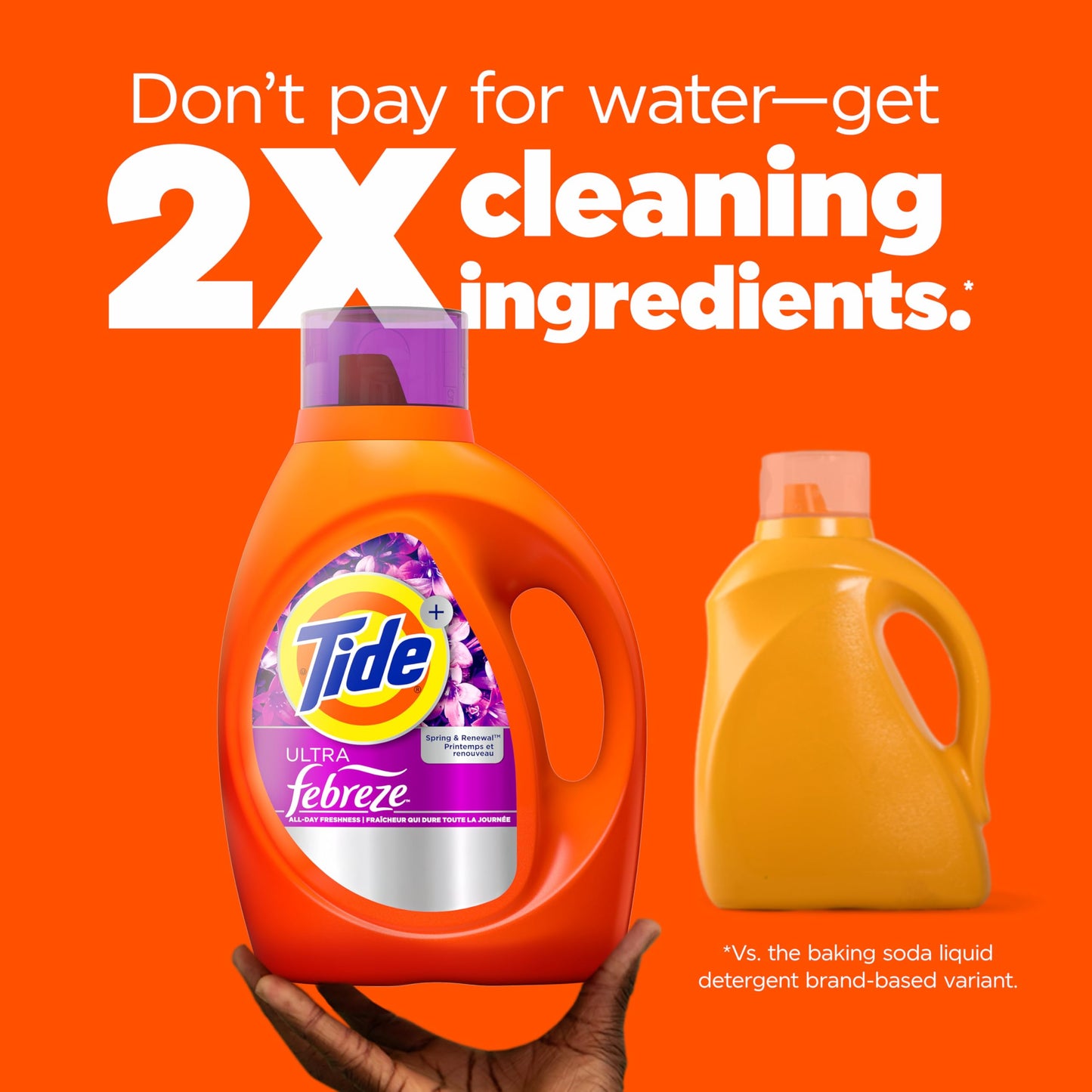 Tide Ultra Febreze Liquid Laundry Detergent, Spring and Renewal scent, 92 fl oz, 65 Loads, Laundry Detergent Liquid with All-Day Freshness
