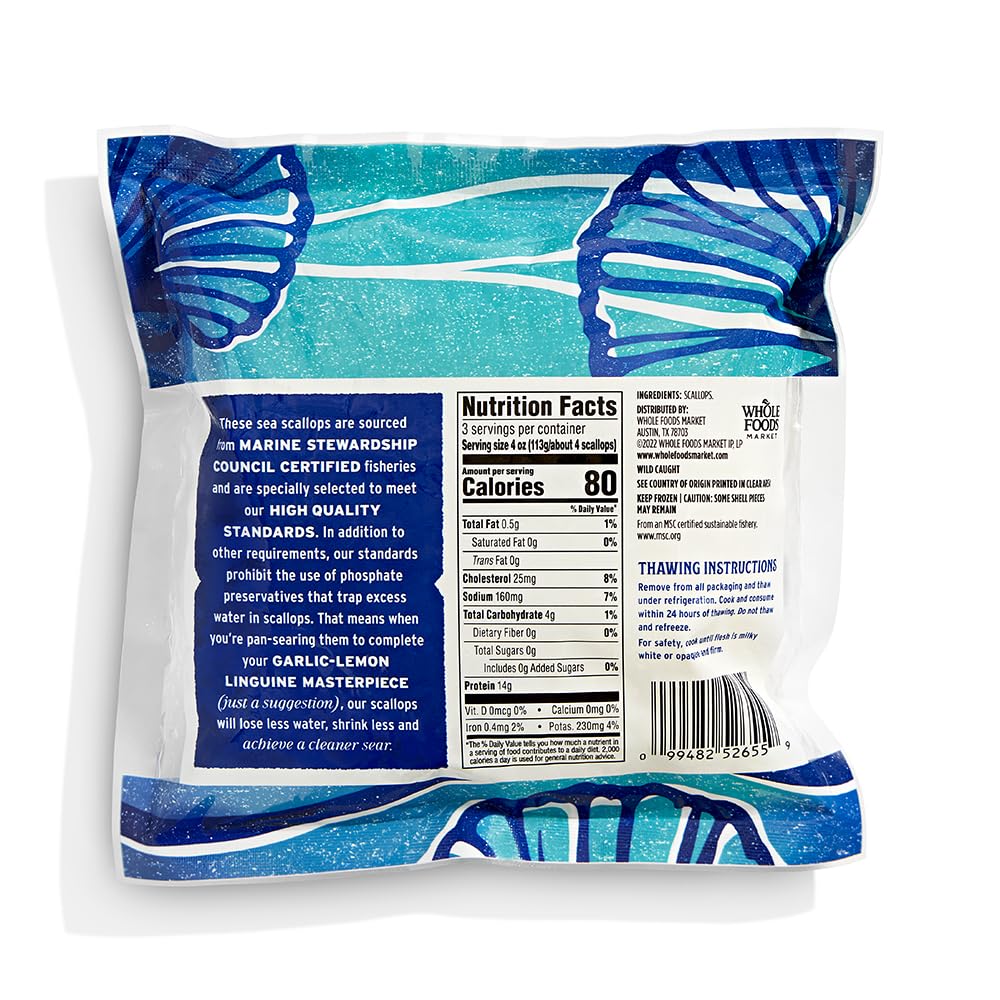 Whole Foods Market Sea Scallops 10/20 Count, 12 OZ