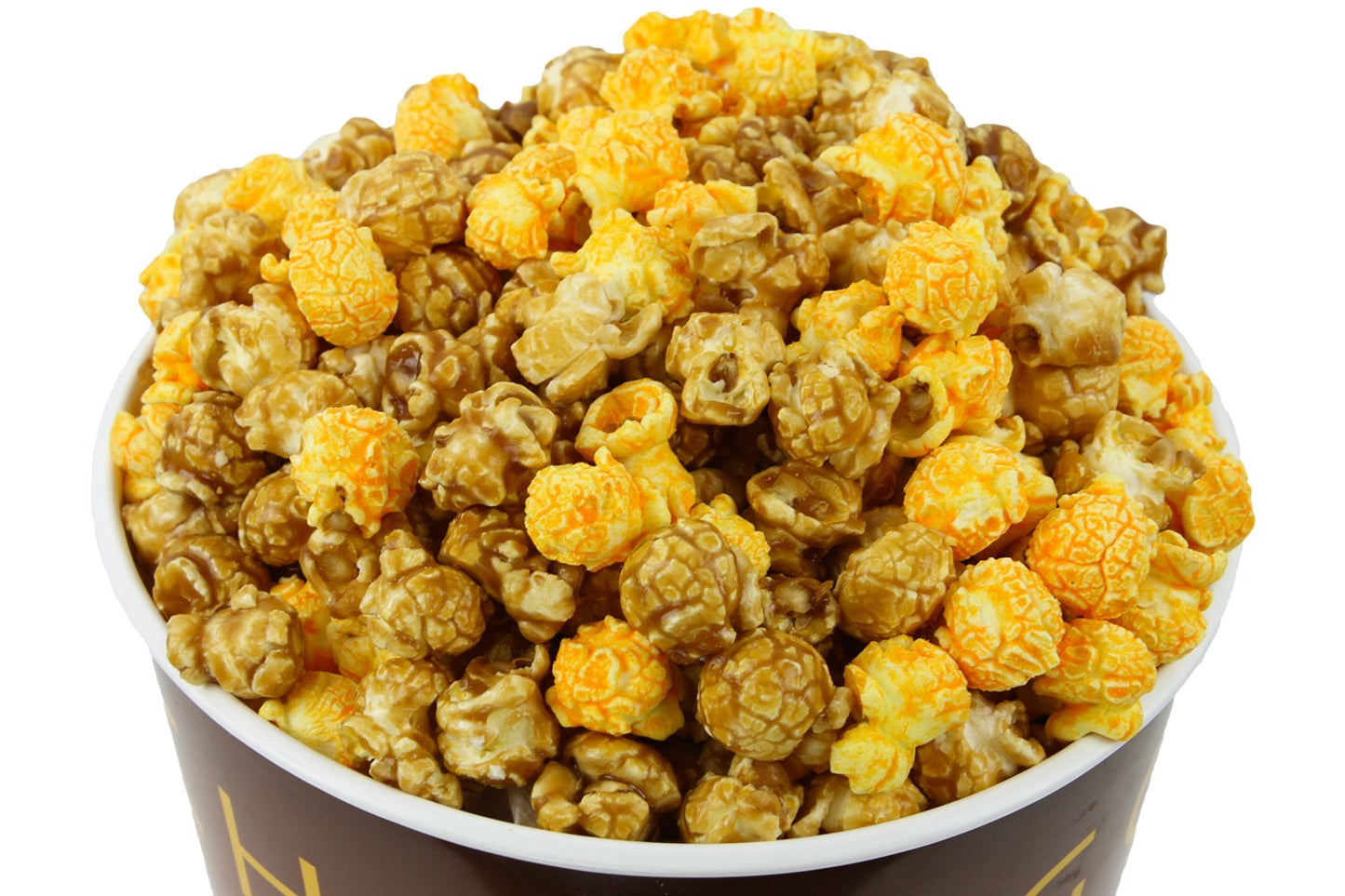 Signature Popcorn - Gourmet 1-Gallon Gold Chicago Skyline Reusable Plastic Bucket Tin, Perfect Duo (Cheddar Cheese & Caramel Popcorn Mix) - Holiday