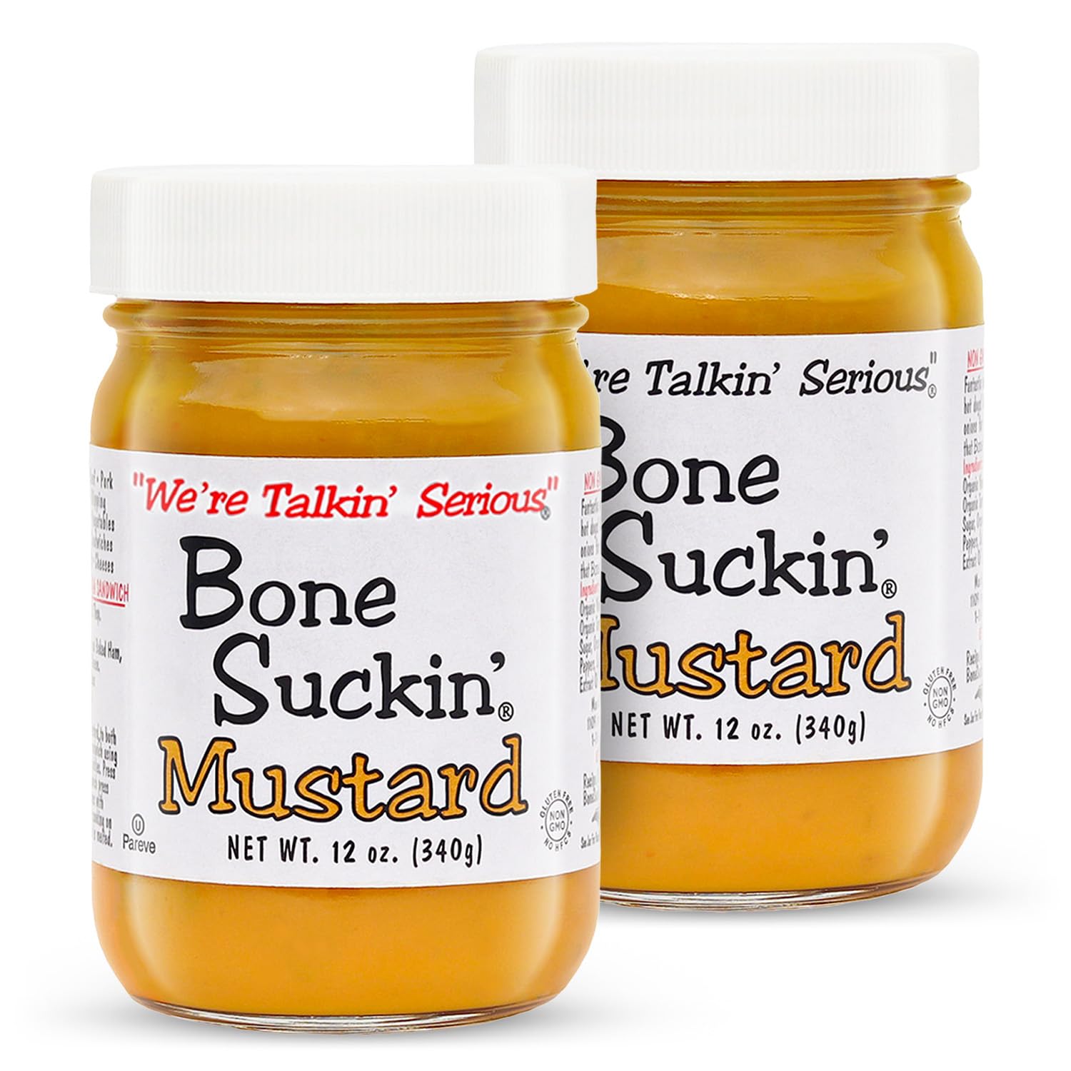 Bone Suckin' Sweet Spicy Mustard, National Champion, Made in the USA, Non-GMO, Gluten-Free, Kosher and has No High Fructose Corn Syrup - 2 Pack (12