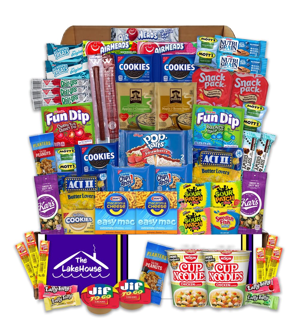 College Care Package for Guys Girls - 56 Count Snack Box Variety Pack - Care Packages for College Students - Dorm Snacks - College Dorm Room