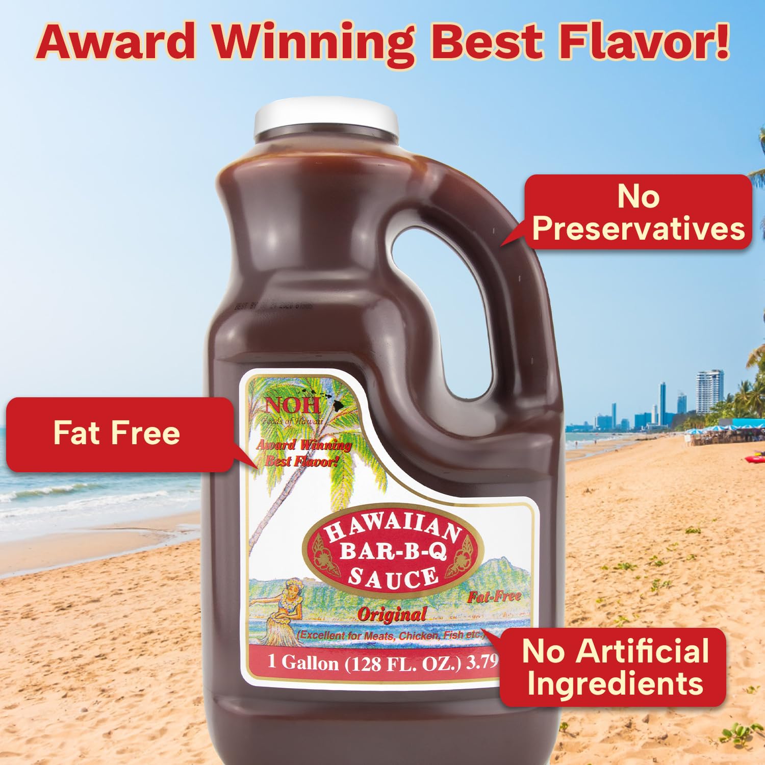 NOH Hawaiian Barbecue Sauce, 128 oz (Pack of 1) - Original Hawaiian BBQ Sauce, Ideal for Barbecue Chicken, Ribs, Steak, Seafood, Stir-Fry & More