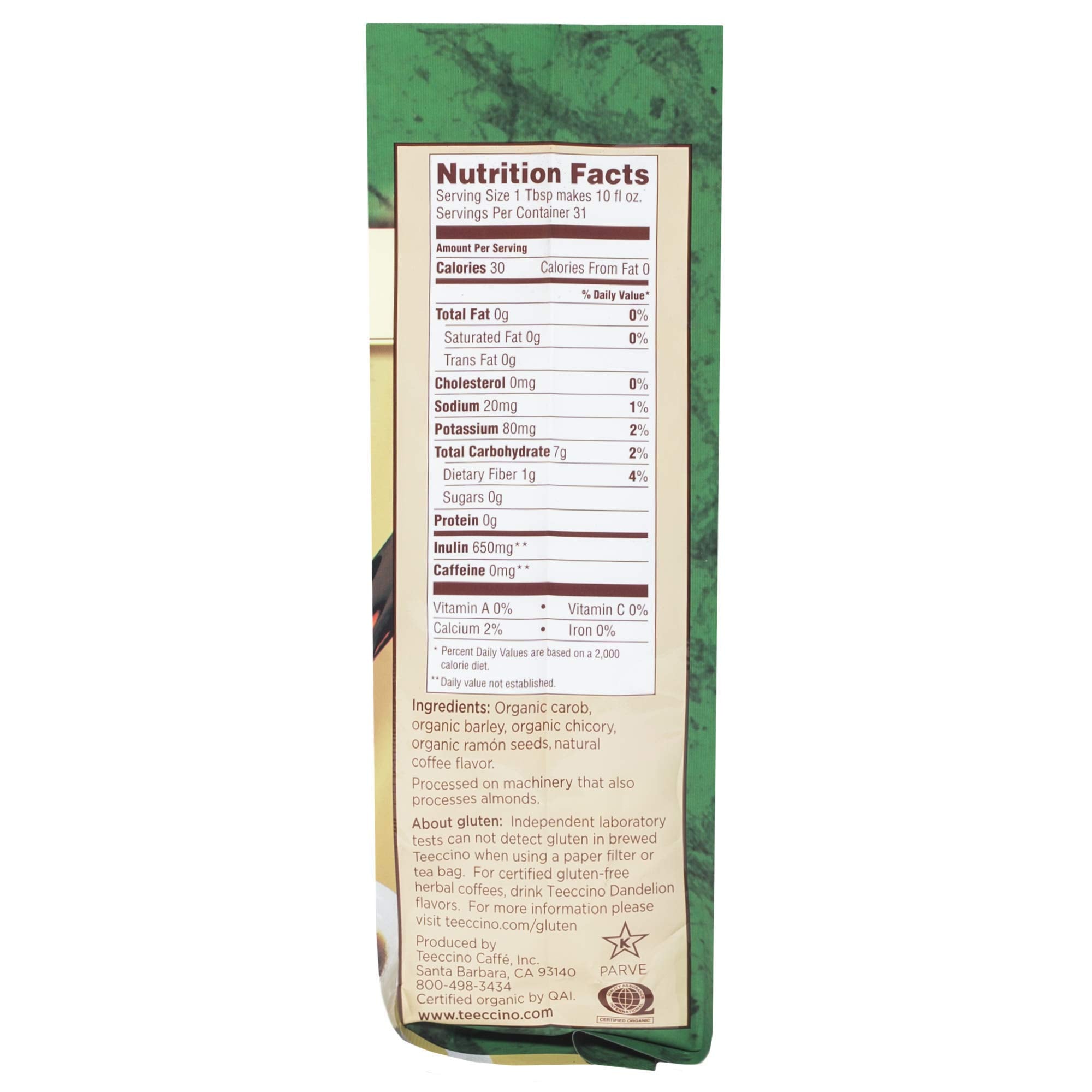 Teeccino Caffeine Free Herbal Coffee - Maya Chocolate - 11 oz (Pack of 6)