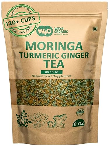 Moringa Tea with Turmeric and Ginger 8 oz, Boost Immunity, Aid in Digestion, Caffeine Free, One Tea with Multiple Benefits (Pack of 1)