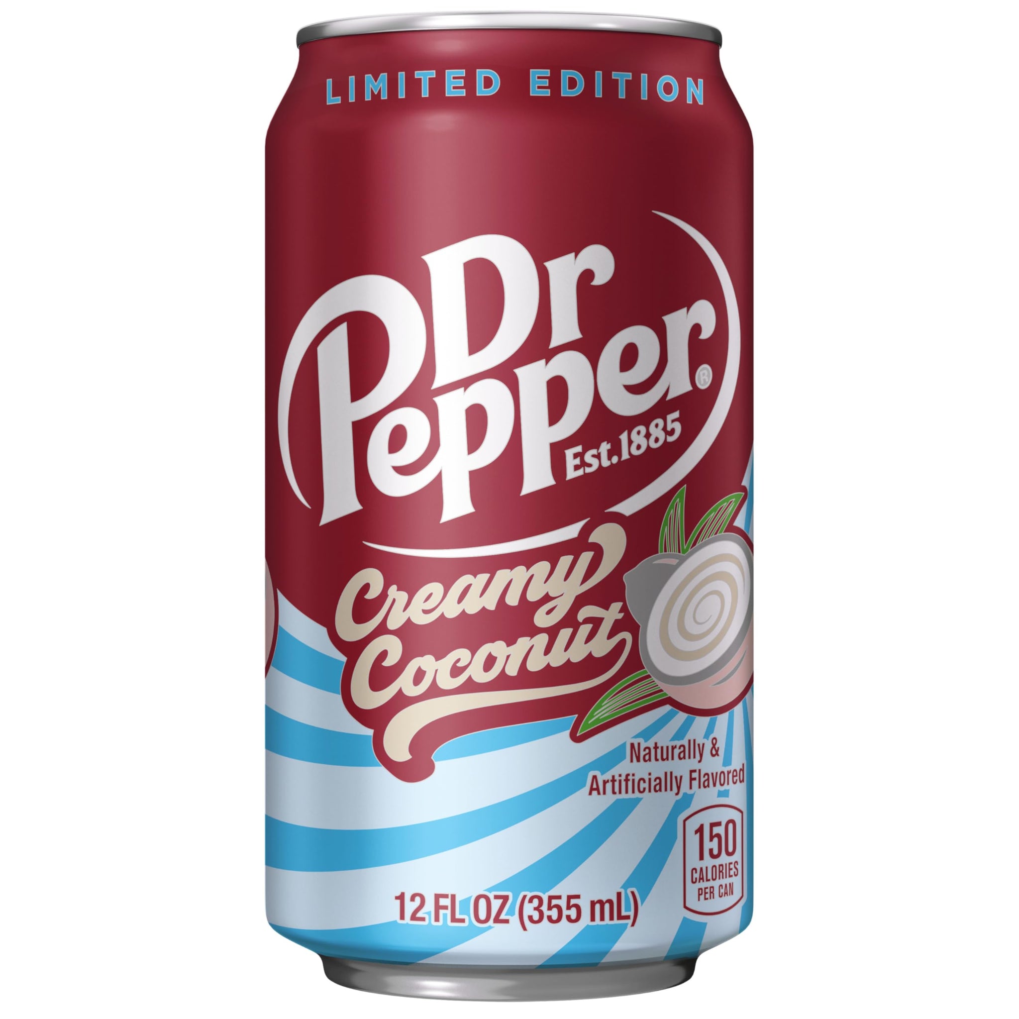 Dr Pepper Creamy Coconut Soda, 12 fl oz cans, 12 Pack