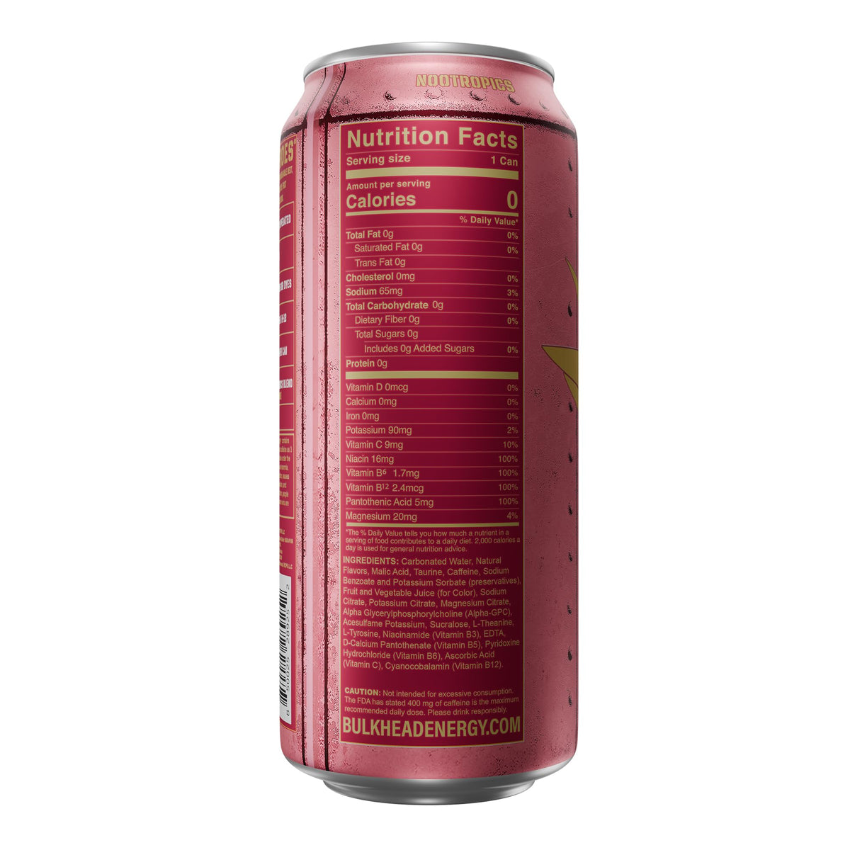 Bulkhead Energy Pink Mist Watermelon Energy Drink, 300 mg Caffeine, 12 Pack
