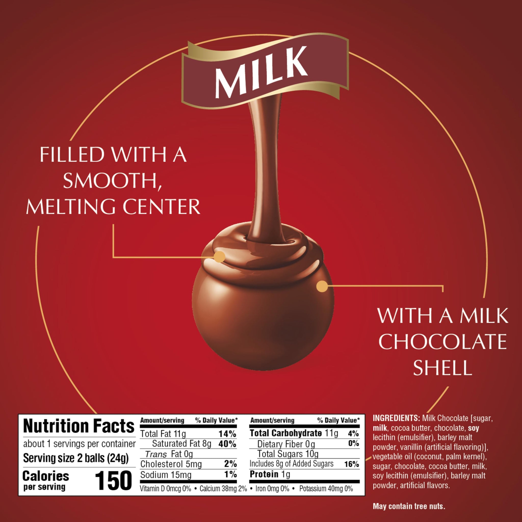 Lindt LINDOR Milk Chocolate Truffles, Milk Chocolate Candy with Smooth, Melting Truffle Center, 0.8 oz. Bag, Pack of 24