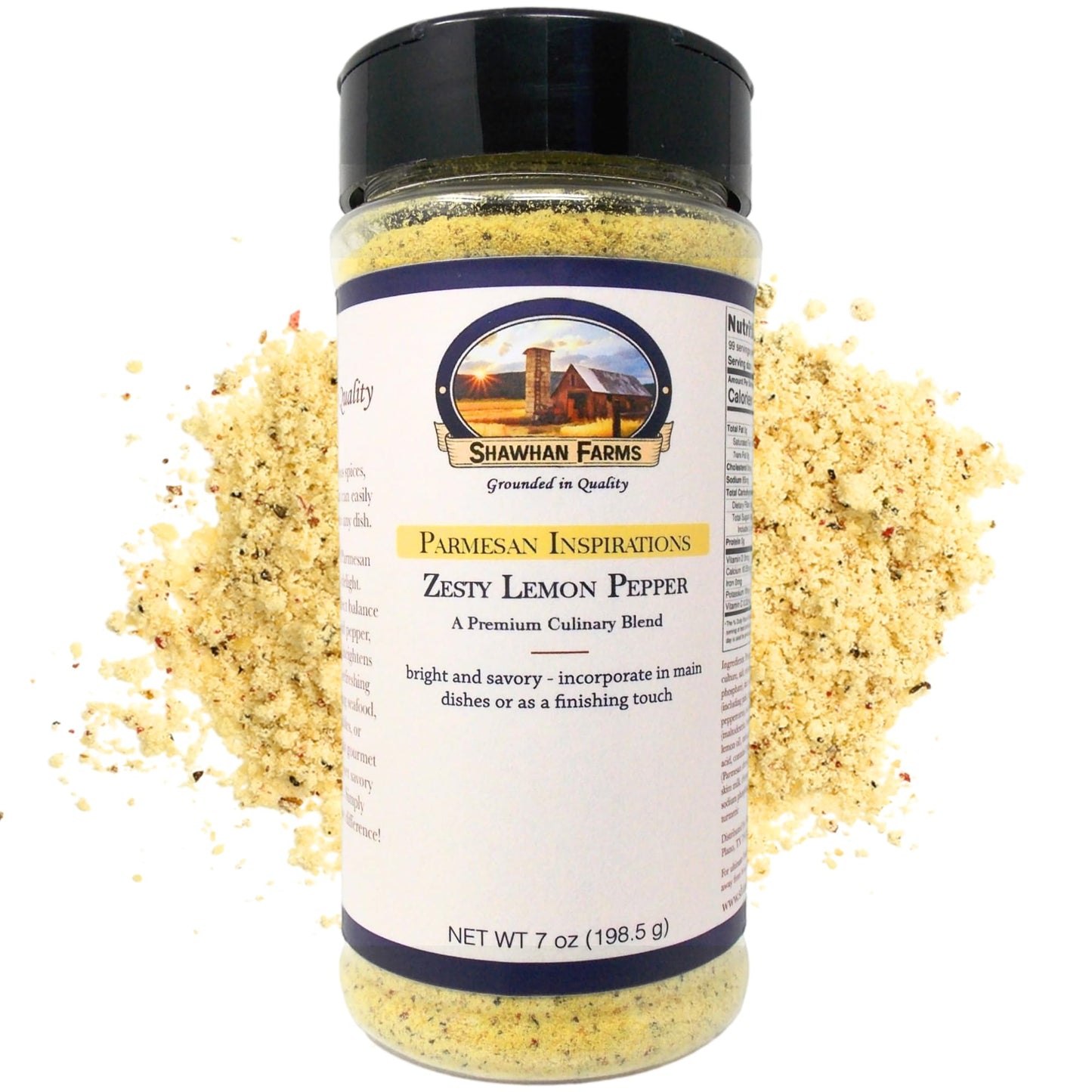 Zesty Lemon Pepper Parmesan Topper for Pasta, Seafood, Shawhan Farms, 7 oz