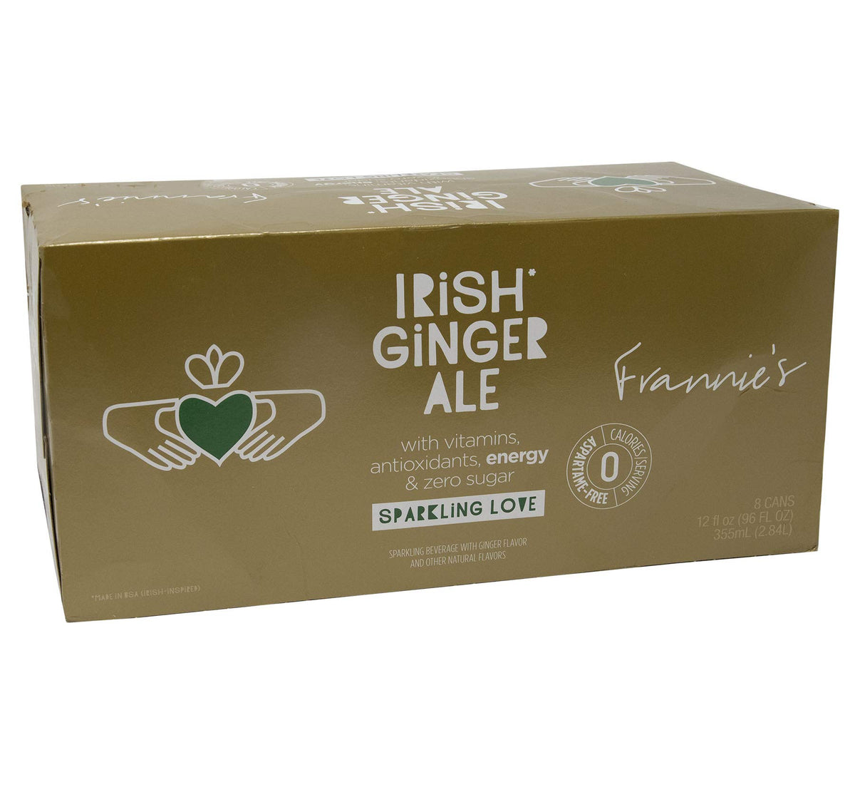 Frannie's Sparkling Beverage- Zero Calories & Sugar, Aspertame Free: 8-Pack 12 fl. oz. Cans (Irish Ginger Ale)