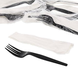 AmerCareRoyal 2-in-1 Disposable Silverware Medium Heavy Weight Plastic Utensil Set with Fork and 13x17 inch Napkin - Individually Wrapped Cutlery Meal