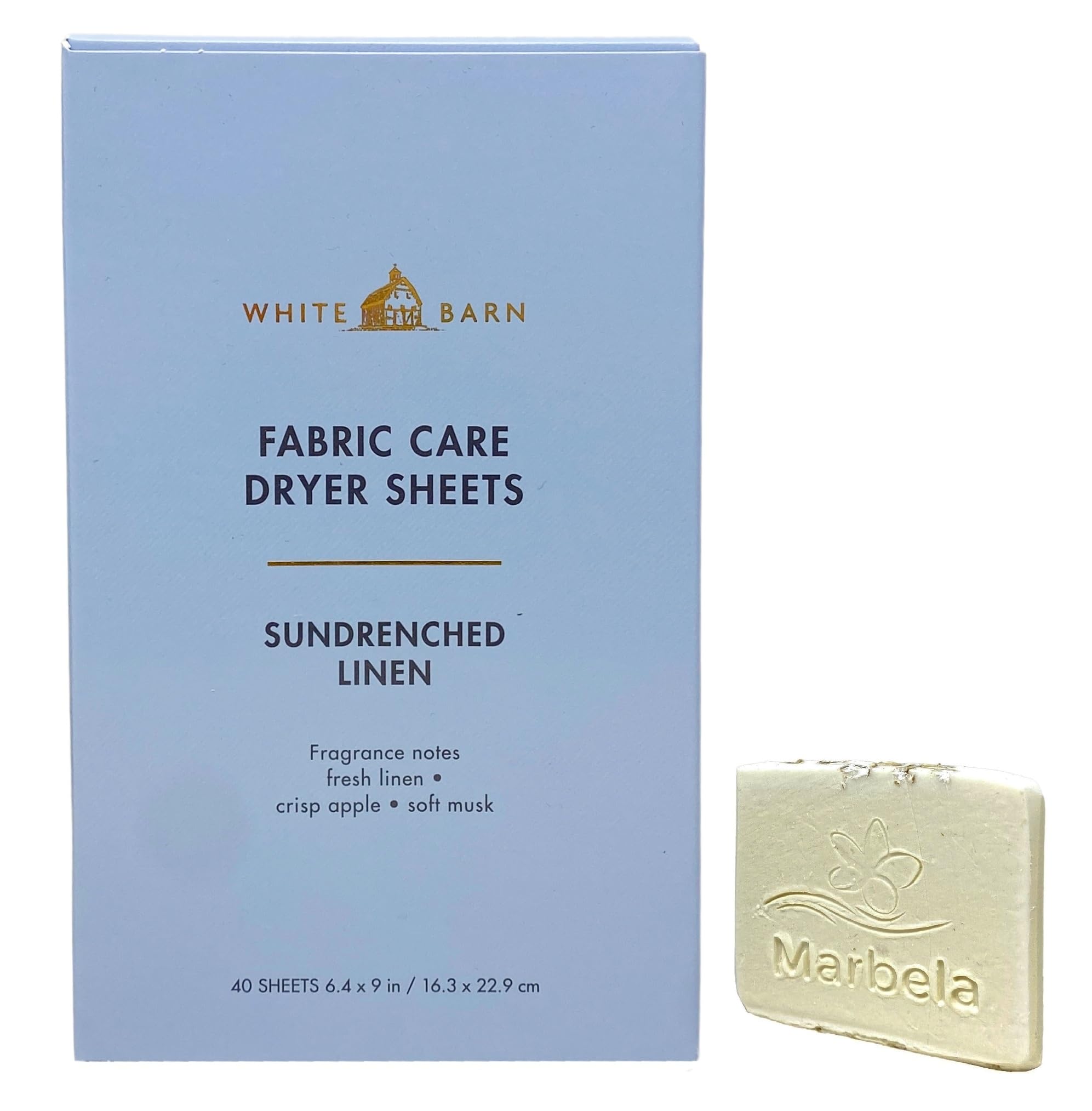 Bath & Body Works Sundrenched Linen Fabric Care Dryer Sheets - Box of 40 sheets - with a Natural Oats Sample Soap