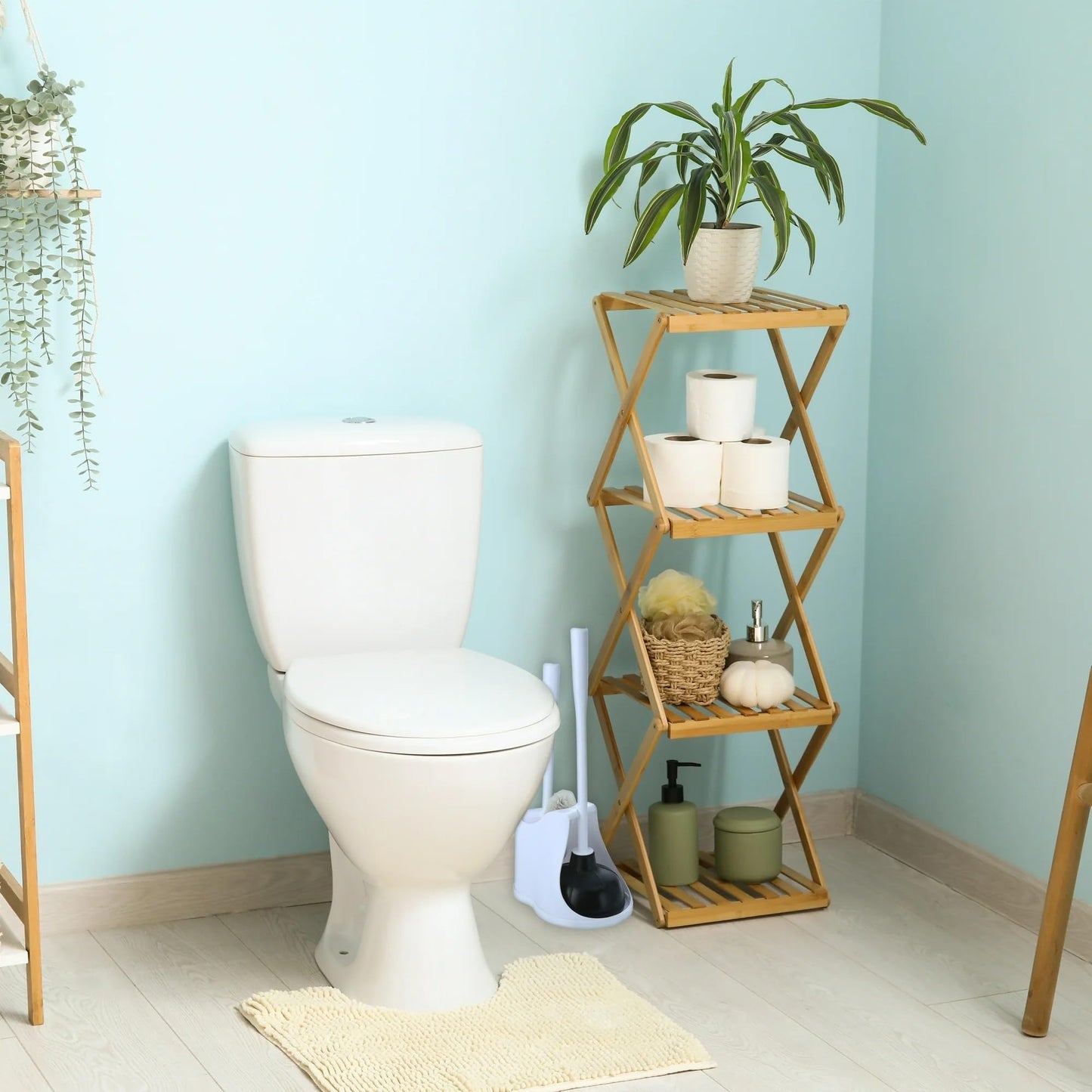 Toilet Plunger and Brush Set with Holder, 2-in-1 Heavy Duty Toilet Plunger & Durable Bowl Brush Combo, Bathroom Cleaning Kit with Modern Caddy Stand