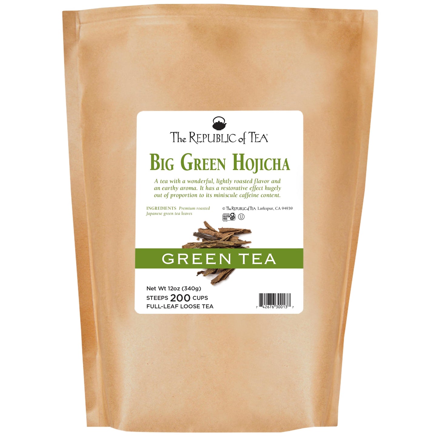 The Republic of Tea Big Green Hojicha Full-Leaf Tea, .75 Pounds / 200 Cups