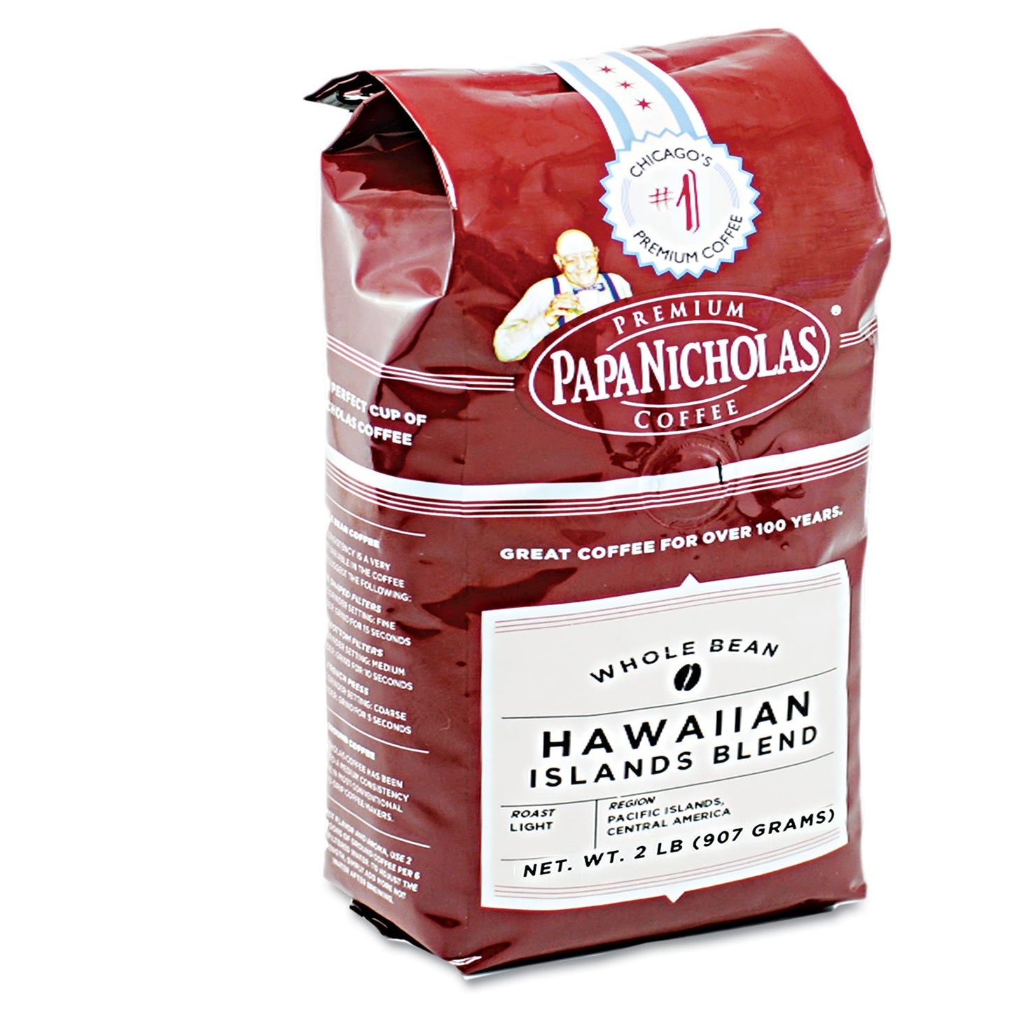 Papanicholas Coffee Whole Bean Coffee, Hawaiian Islands Blend, 28 Oz (Package may vary)