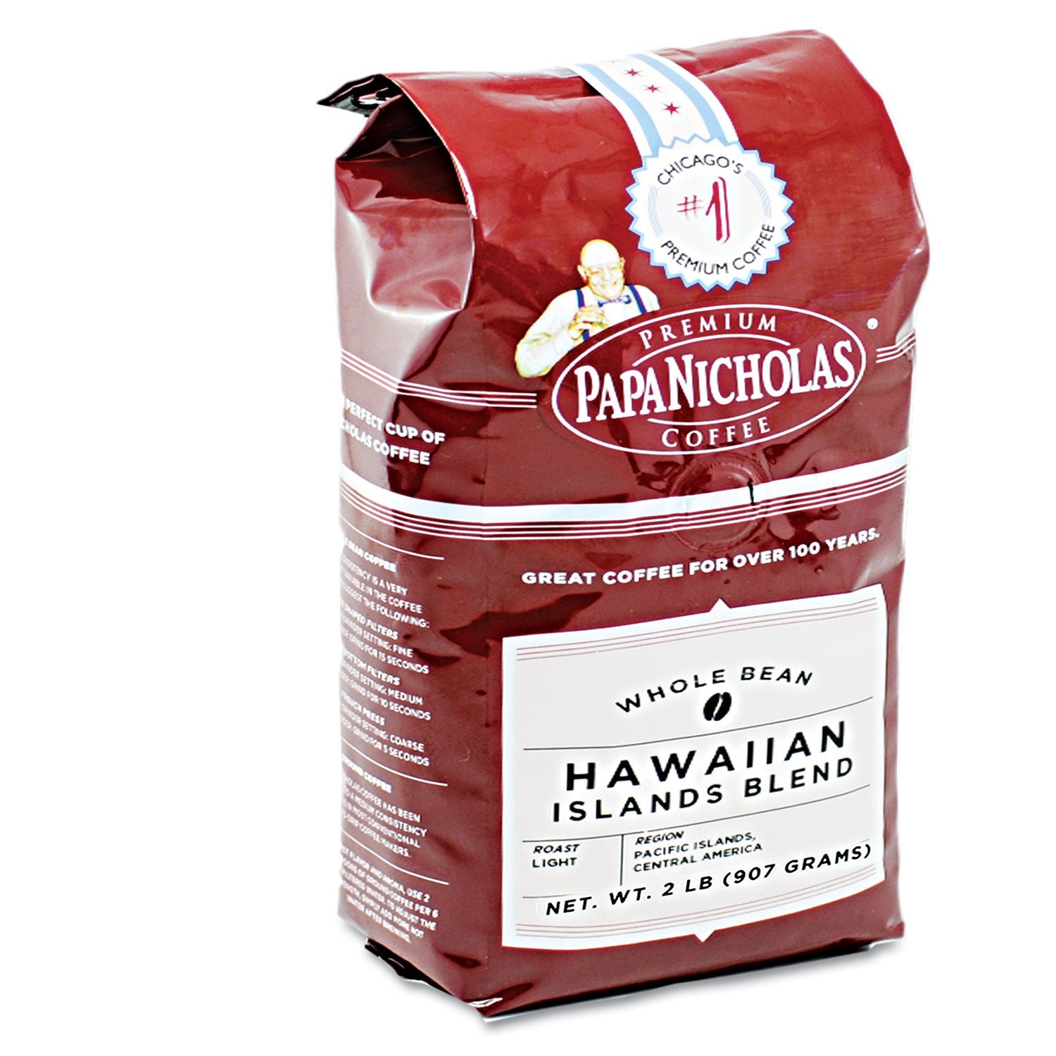 Papanicholas Coffee Whole Bean Coffee, Hawaiian Islands Blend, 28 Oz (Package may vary)
