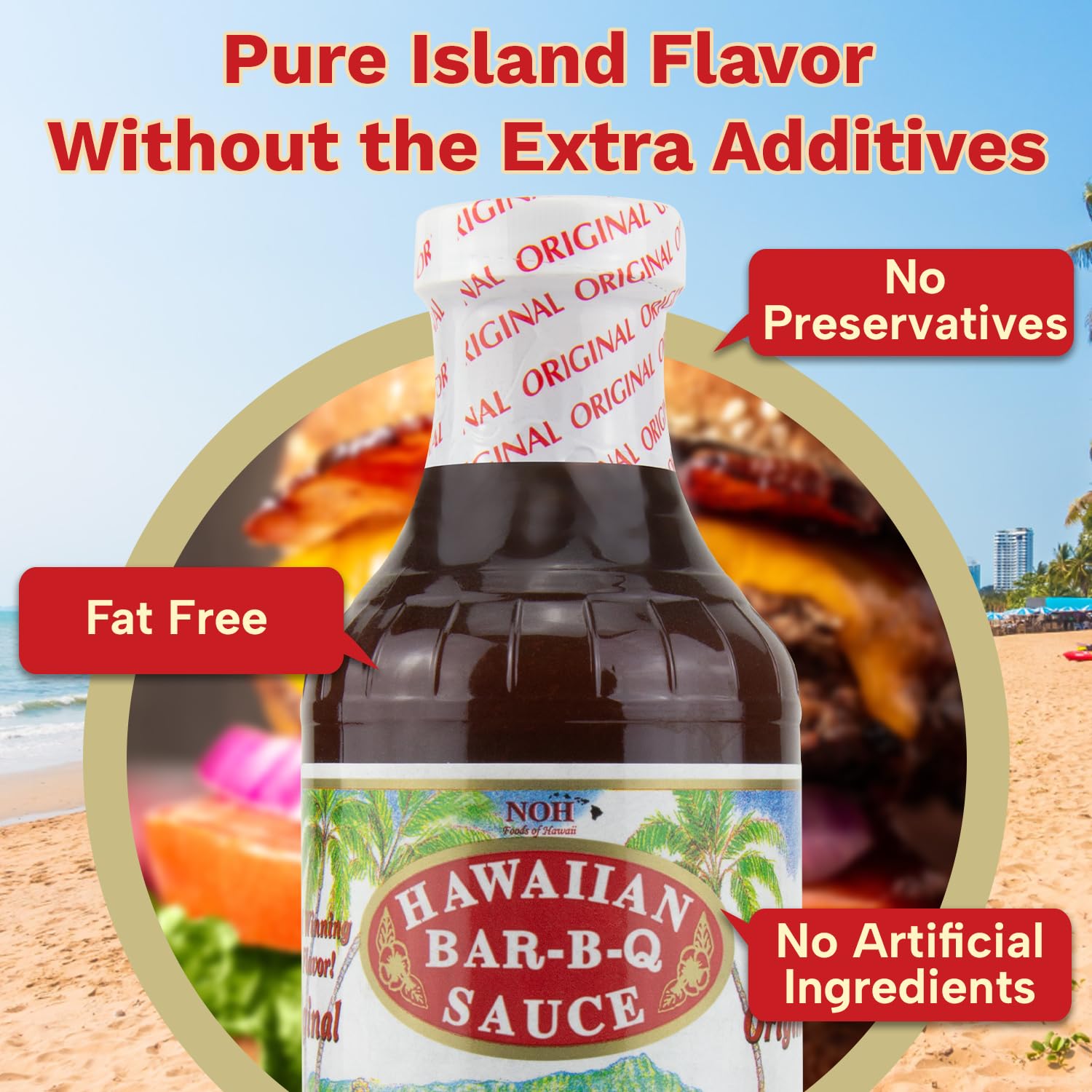 NOH Hawaiian Barbecue Sauce, 20 oz (Pack of 3) - Original Hawaiian BBQ Sauce, Ideal for Barbecue Chicken, Ribs, Steak, Seafood, Stir-Fry & More