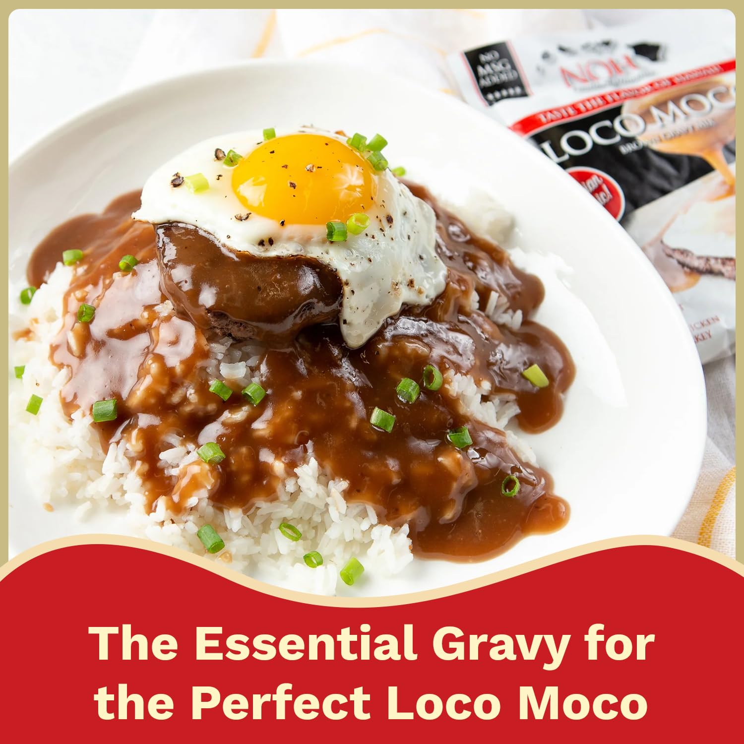 NOH Hawaiian Loco Moco Brown Gravy Mix, 1.7 oz Packet (Pack of 3) - Rich & Savory Hawaiian Brown Gravy Powder Mix, Ideal for Ground Beef Patties