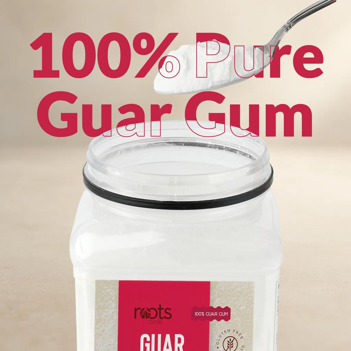 Roots Circle Premium Guar Gum Powder - Plant-Based Thickener & Binder for Baking, Sauces & Cold Desserts - Gluten-Free, Vegan, Keto Friendly - Kosher