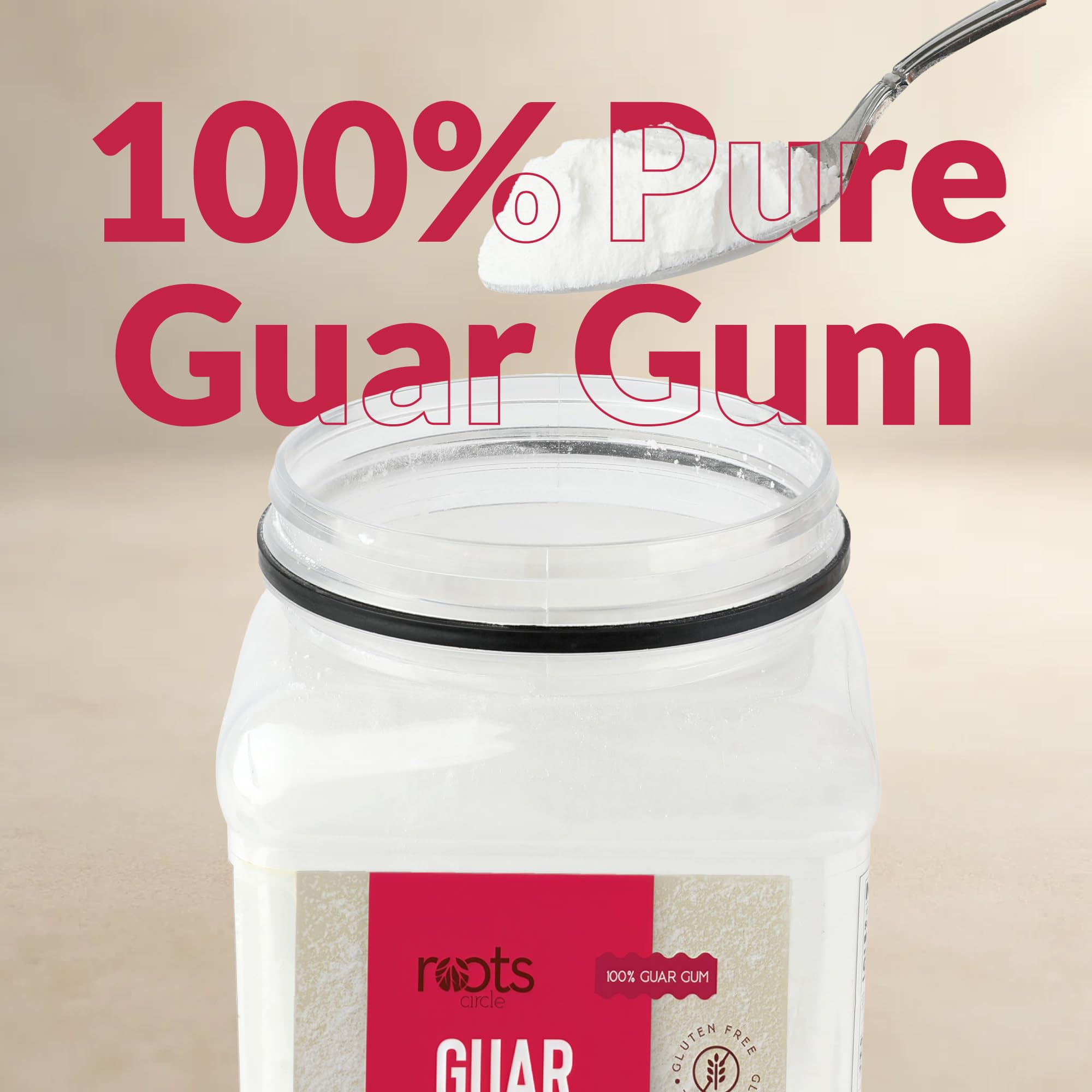 Roots Circle Premium Guar Gum Powder - Plant-Based Thickener & Binder for Baking, Sauces & Cold Desserts - Gluten-Free, Vegan, Keto Friendly - Kosher