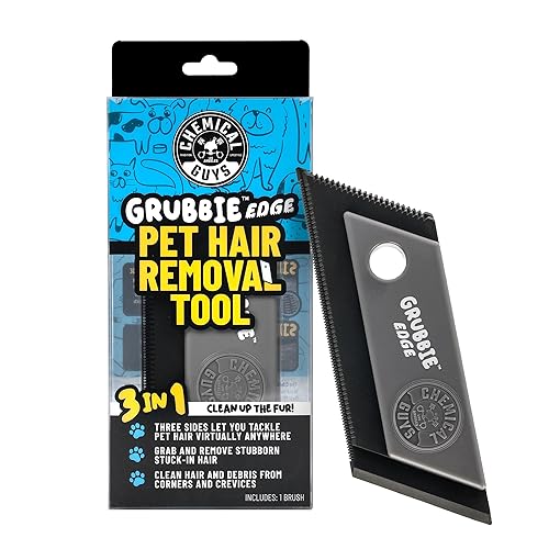 Chemical Guys Grubbie Edge Pet Hair Removal Tool - Reusable Pet Hair & Lint Remover for Car Interiors, Upholstery, Carpets, Seats, and Home Furniture