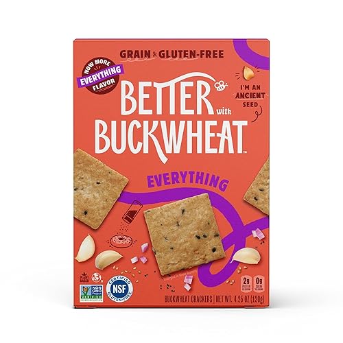 Better with Buckwheat Everything Crackers - Gluten-Free Crackers, Healthy Snack Crackers, Grain-Free, Non-GMO, Sugar-Free - Pair with Cheese, Hummus