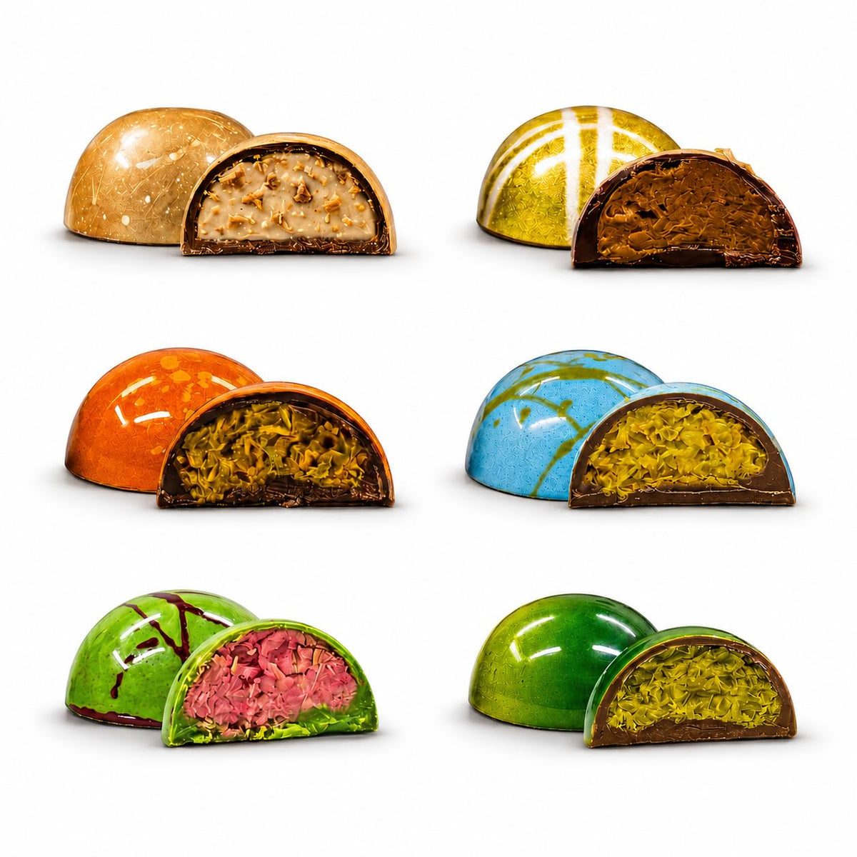 ASSORTED HANDCRAFTED CHOCOLATE BONBONS 18 pieces with 6 flavors - Premium Gift Box Included