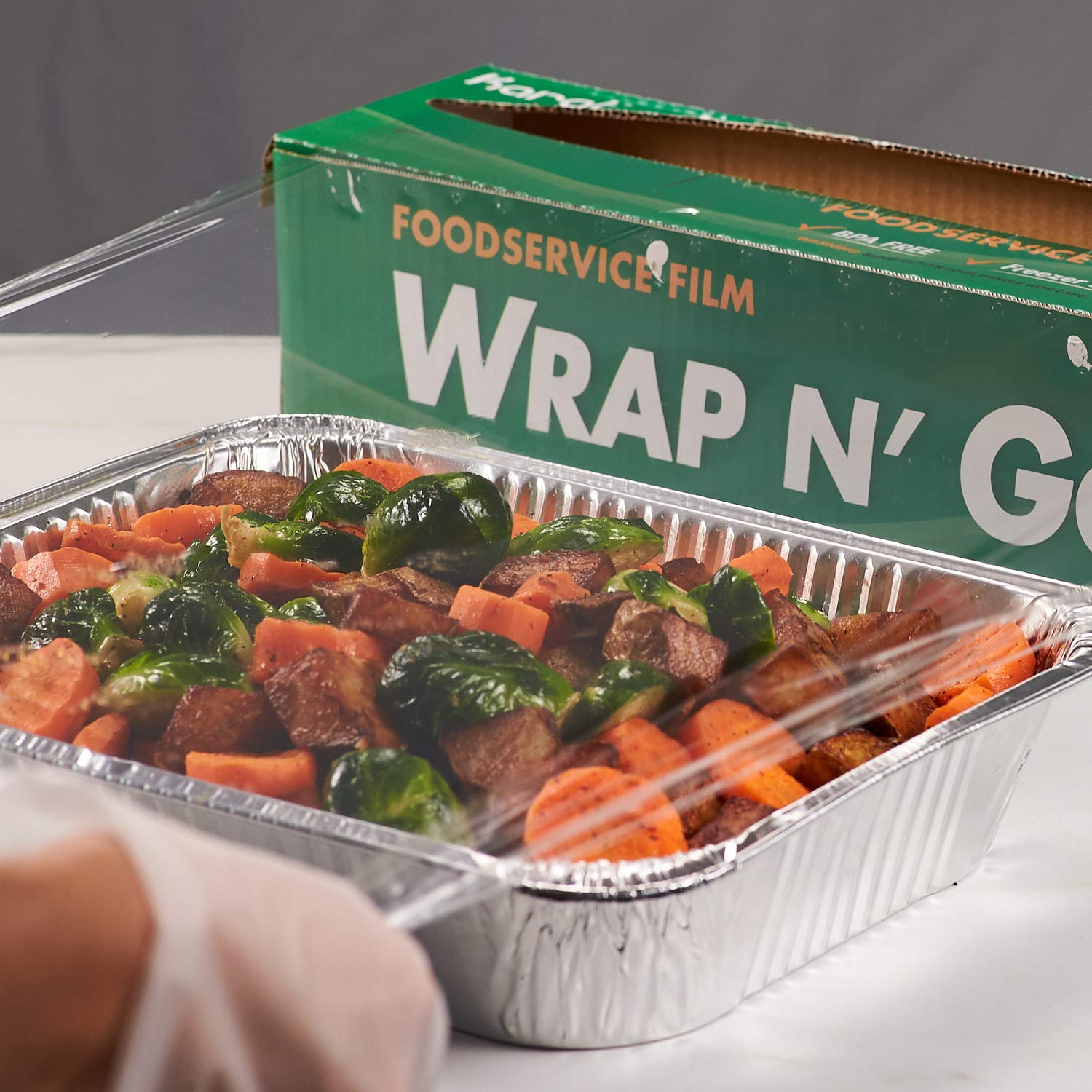 Karat 18-Inch x 2000 ft WRAP N’ GO Foodservice Film with Serrated Cutter
