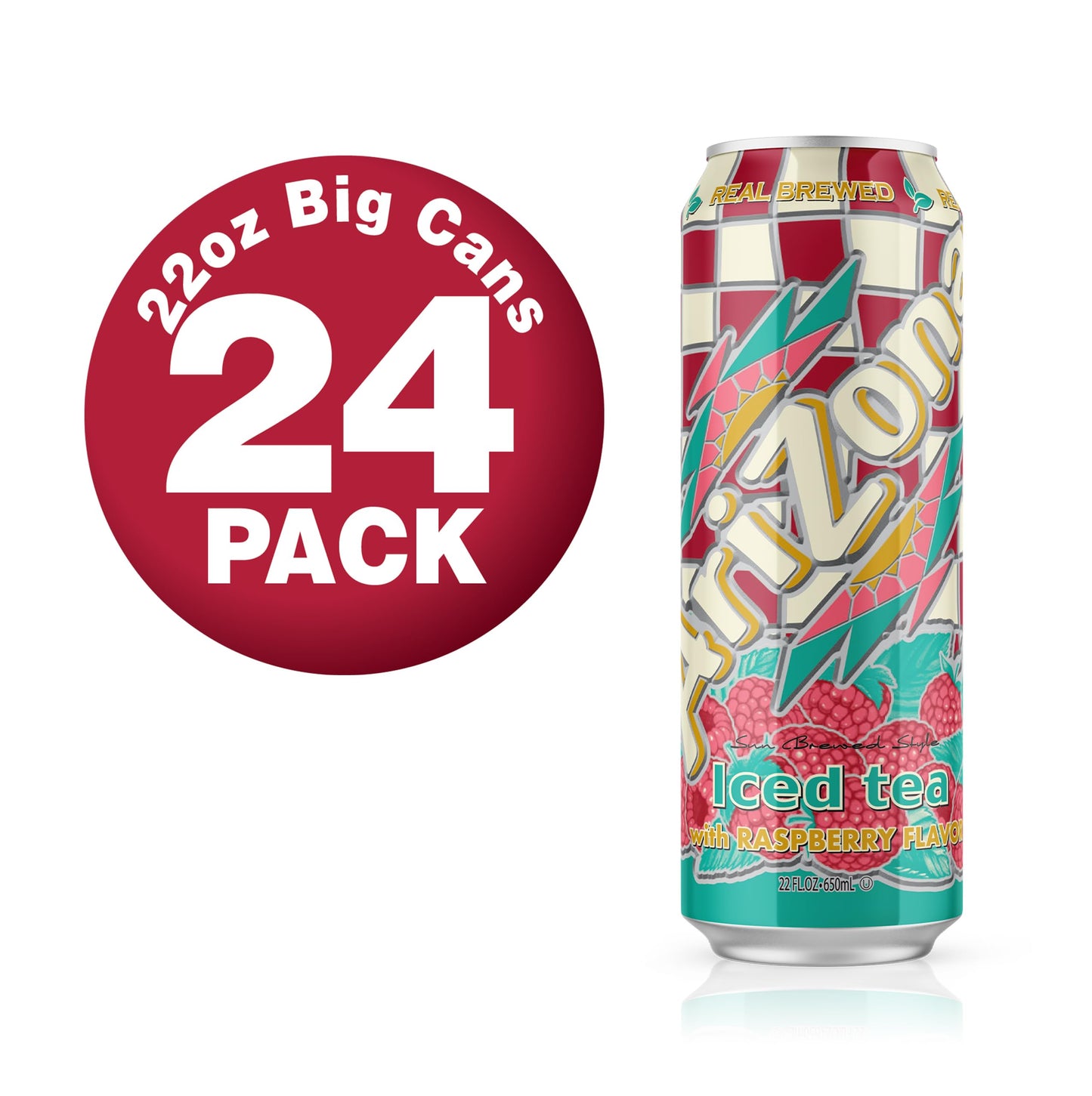 AriZona Raspberry Tea - Big Can, 22 Fl Oz (Pack of 24)