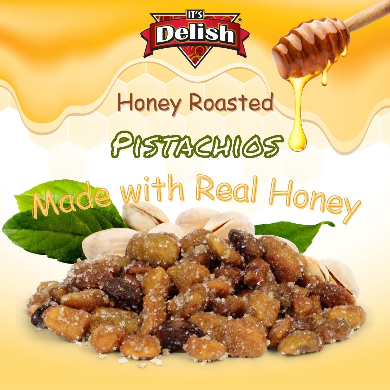Honey Roasted Pistachio (Shelled, No Shell) by It's Delish, 12 Oz Bulk Bag | Gourmet Pistachio (Shelled, No Shell) Nuts in Honey Sugar Coating, Sweet