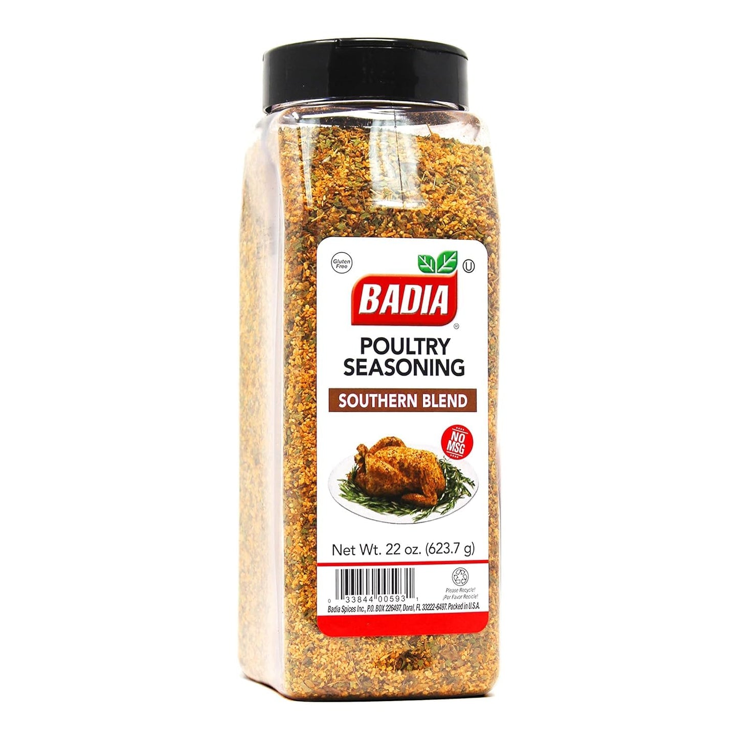 Badia Poultry Seasoning Southern Blend 22 oz - Classic Southern Style Herb & Spice Mix with Sage, Thyme & Spices - No MSG, Kosher, Gluten Free