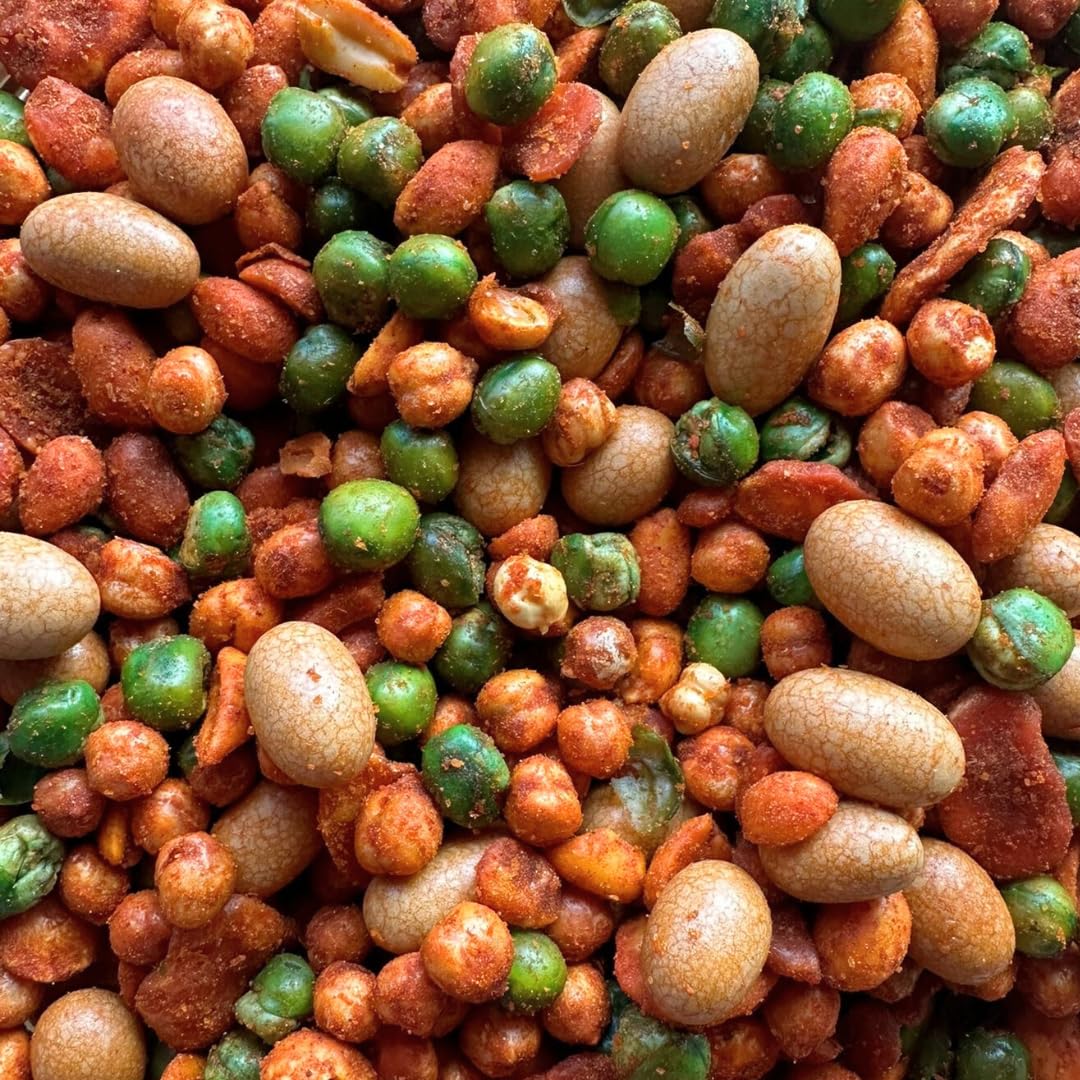 Alebrixes - Botana Mix 8 Oz (227 g) - Crunchy & Delicious Botana Mix Japanese Peanut, Roasted Fava Bean, Green Pea, Peanuts Whit Chili Lime Adobo