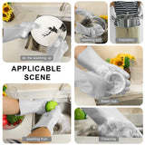 Dishwashing Sponge Gloves for Kitchen, Dishwashing Gloves Reusable Rubber Cleaning Gloves, Silicone Dishwashing Gloves Scrubber Glove, Washing Gloves