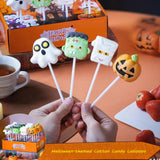 Halloween Candy Marshmallows,Fun Pumpkin Ghost-Shaped Candies,Creative Gifts for Kids,Dessert Toppings,Display Box Packaging,16 Pack