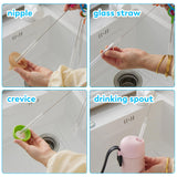 ZRHR Heavy Duty Straw Cleaner Brush Set of 5, Reusable Cleaner Brush with Metal and Plastic, Extra Long Straw Brush for Stanley Cup Tumbler Glass