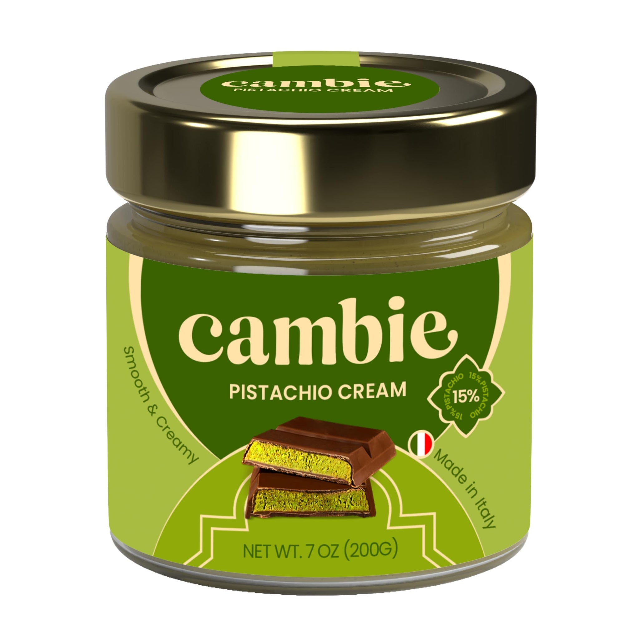 Cambie Authentic Italian Pistachio Cream - Smooth Pistachio Butter for Dubai Chocolate Bar, Crepes, Gelato, Croissants, and Pastries - Professional