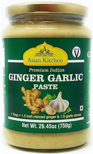 Asian Kitchen Ginger Garlic Cooking Paste 26.5oz (750g) Glass Jar ~ Vegan | Gluten Free | NON-GMO | No Colors | Indian Origin