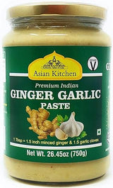 Asian Kitchen Ginger Garlic Cooking Paste 26.5oz (750g) Glass Jar ~ Vegan | Gluten Free | NON-GMO | No Colors | Indian Origin