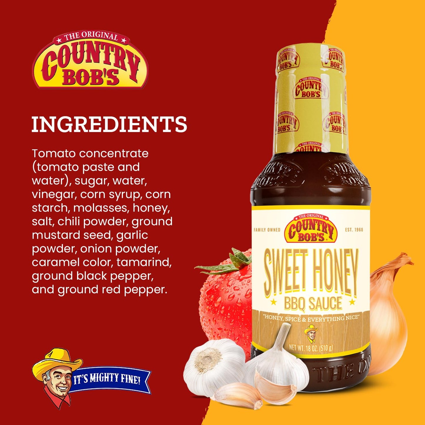 Country Bob's - Sweet Honey Barbecue Sauce - 18 oz (Pack of 2)