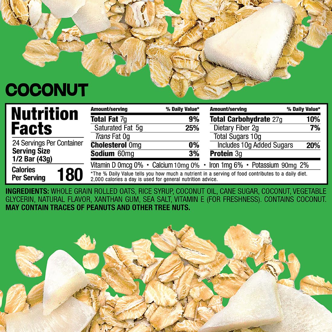 Bobo's Coconut Oat Bars, Simple Ingredients, Whole Grain Oats, Plant Based, Gluten Free Breakfast Bars, Non-GMO, Healthy Snacks for Adults & Kids (12