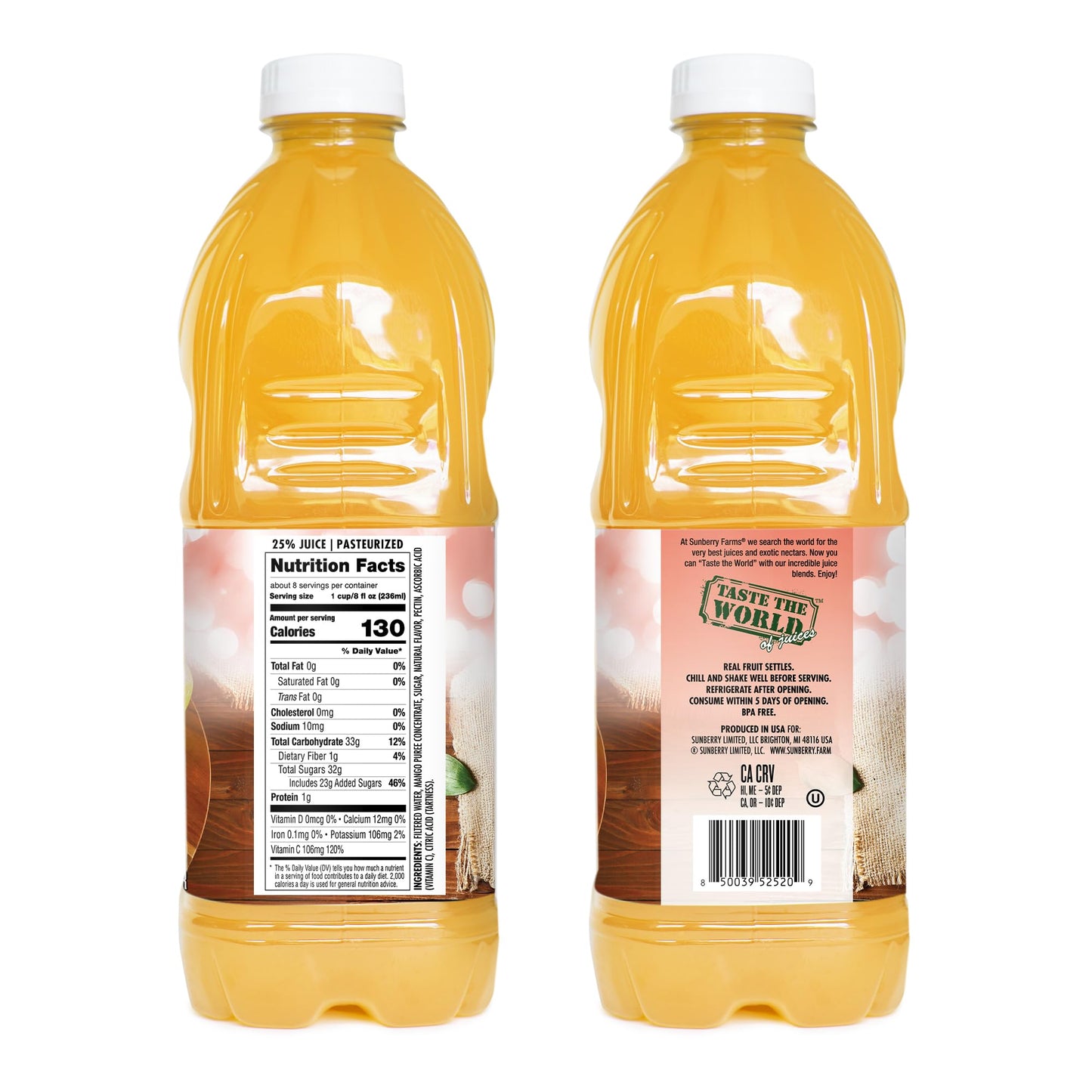 Sunberry Farms Mango Nectar, 64 fl oz Bottle | Exotic Tropical Juice Drink | Non-GMO, No High Fructose Corn Syrup | Refreshing Mango Beverage