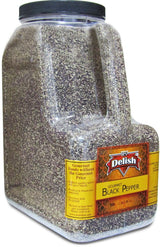Gourmet Ground Black Pepper by It’s Delish, 5 LB Restaurant Gallon Size Container Jug with Handle | Premium Gourmet Table Grind Black Pepper Bulk