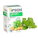 Tipson Organic Ginger Herbal Infusions - Ginger Mint Flavor - All Natural, USDA Organitc - 20 Premium Tea Bags (Pack of 1)