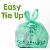 YORJA 1.6 Gallon Tie Handles Compost Trash Bags 120 Food Scrap Bags, Compostable Kitchen Waste Bags with Europe EN13432 & ASTM D6400 Certified